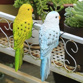 TAYASH Resin Parrot Flower Pot Hugger Decorations,Parrot Animal Sculpture Hanging Realistic Parrot Garden Ornament for Patio Yard Balcony Lawn Figurine Tree Decor (Light Yellow)