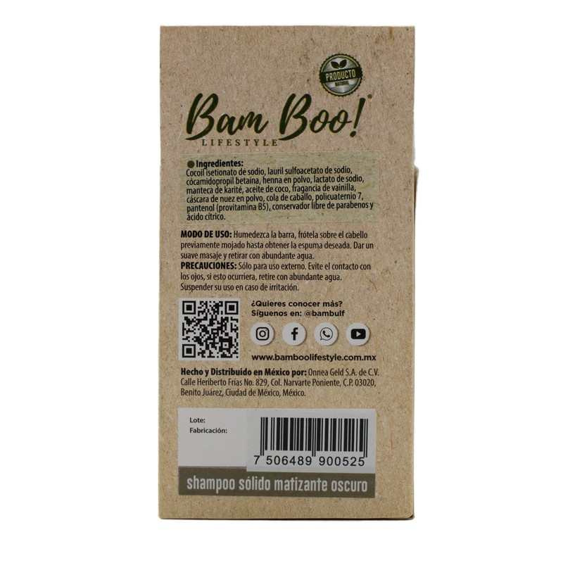 Shampoo Sólido Artesanal Matizante Claro 80 g Bam Boo! Lifestyle