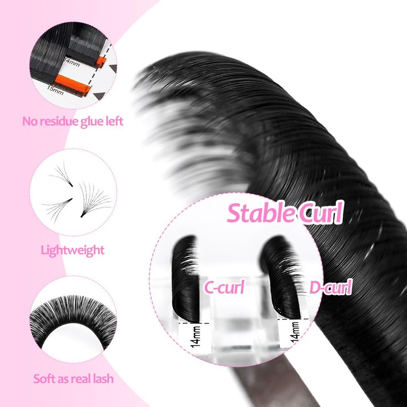 Lunamoon Easy Fan Lashes, Self-Fanning Eyelashes, 2D-20D Volume Eyelashes for