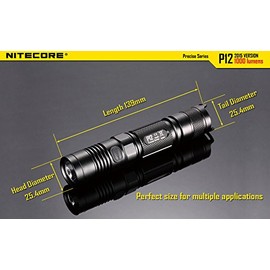 Nitecore P12 2015 Edition LED Flashlight w/ NL183 Battery & 2 Premium CR123A Batteries