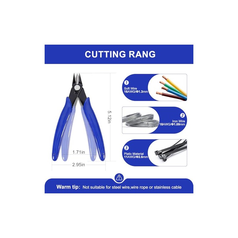 2 Pack Wire Cutters Set, 6"+5" Sharp Flush Cutters, Spring