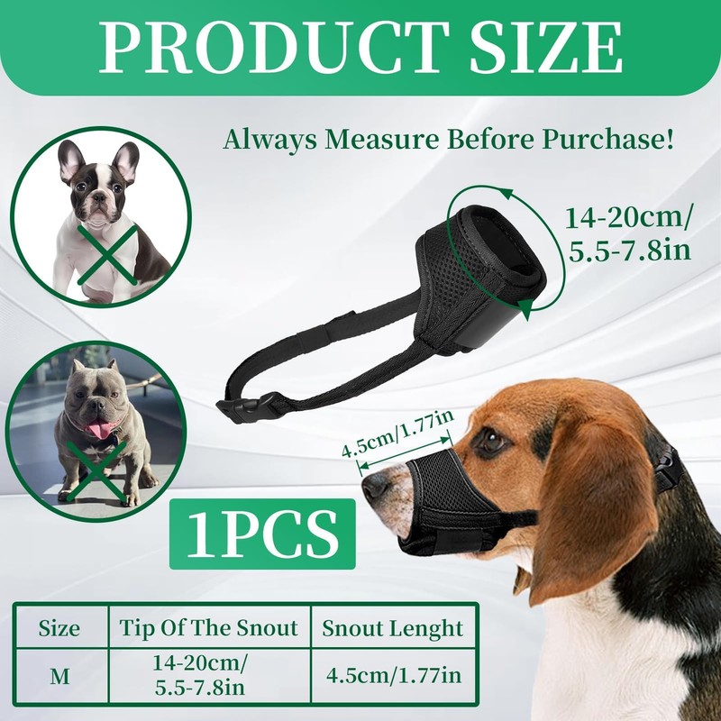 Dog Muzzle, Breathable Mesh Nylon Soft Muzzle Guard with Adjustable