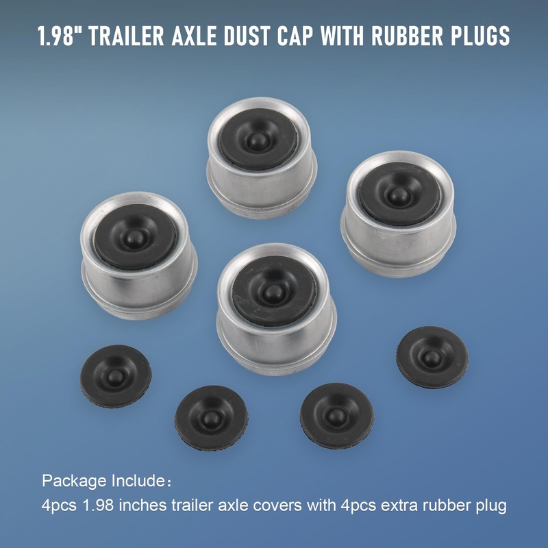 4pcs 1.98" Trailer Axle Dust Cap Cup Grease Cover Hub