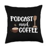 Podcast And Coffee Microphone Podcast Throw Pillow