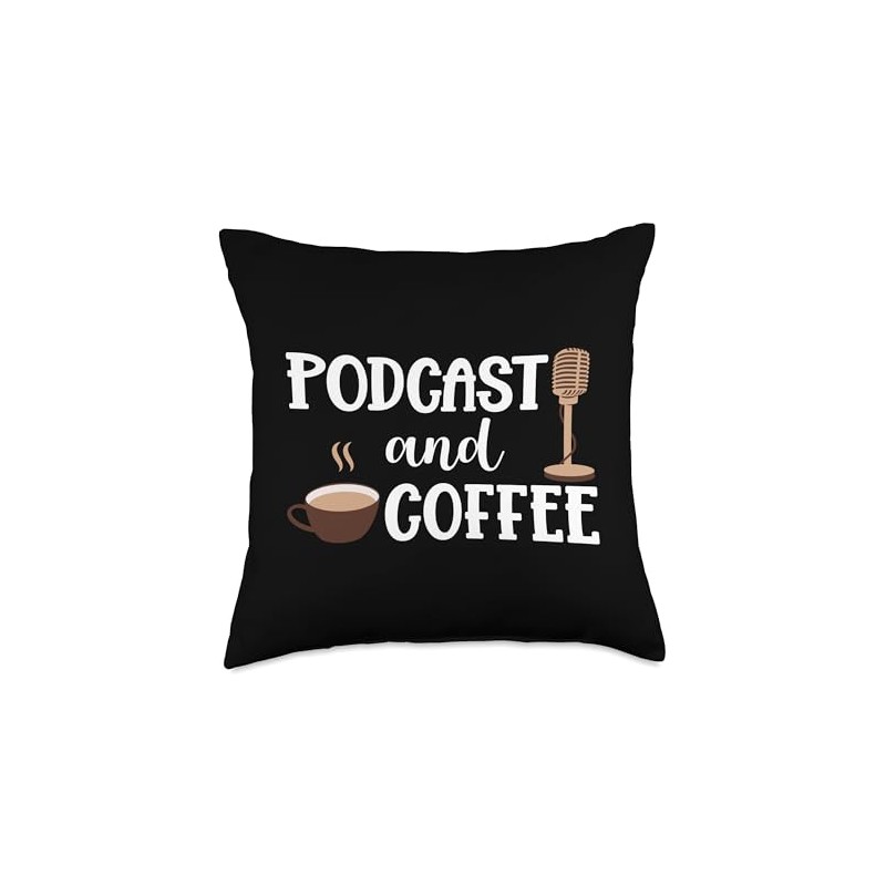 Podcast And Coffee Microphone Podcast Throw Pillow