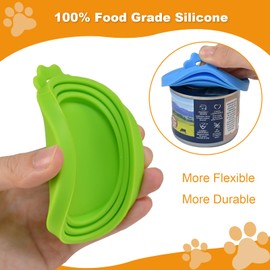 Yobbai 6 packs Pet Food Can Lids, Food Safe BPA-Free & Dishwasher Safe, Can Covers with 1 Spoon Can Openers Most Standard Size Dog and Cat Can Tops