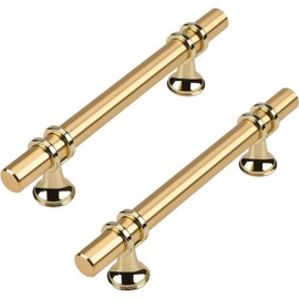 Haliwu 20 Pack Gold Cabinet Handles, Brushed Brass Cabinet Pulls Kitchen Handles Barrel Drawer Knobs Champagne Gold Pulls Kitchen Hardware, 3-3/4 inch(96mm) Hole to Hole Center