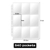 Jagowa 540 Pockets Card Sleeves Double-Sided Waterproof Transparent Nine-Grid Trading
