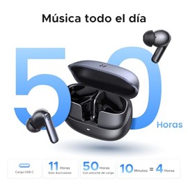 UGREEN EchoBuds Plus Audfonos Inalmbrico ANC Active Ruido Cancelacin 50H  6 Micrfonos, Hi-Res LDAC, Audio Espacial,In Ear, Bluetooth 6.0, Carga Rpida 
