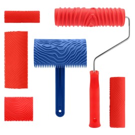 Wood Grain Tool Set, 6 Pcs Soft Rubber Wood Grain Painting Kit, Textured Pattern Maker Tool Graining Rollers with Handle for Wall Floor Table Chair Furniture DIY Room Decoration(Color:as Shown)