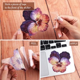 RISYPISY 120PCS Large Size Flower Stickers, Watercolor Transparent Sticker Yellow Floral Sticker for Laptop Scrapbooking Supplies Junk Journal Bullet Journals Planners