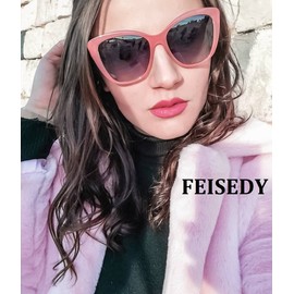 FEISEDY Polarized Vintage Sunglasses American Square Jackie O Cat Eye Sunglasses B2451