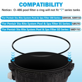 24850-0009 Tank O-Ring Gasket Fit for Pentair Sta-Rite System 3 Series S8M500, S8S70, S8D110, S8M150 Pool & Spa D.E. Filters Replacement Part, Replace O-486-25 inch