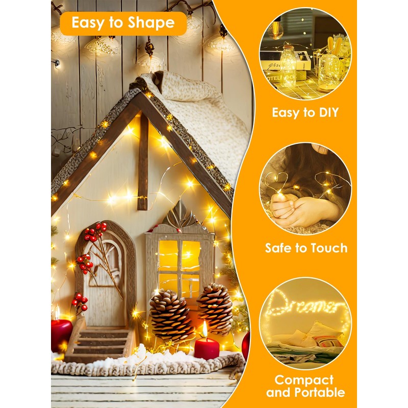 66Ft 200 LED Fairy Lights Plug in, Waterproof String Lights