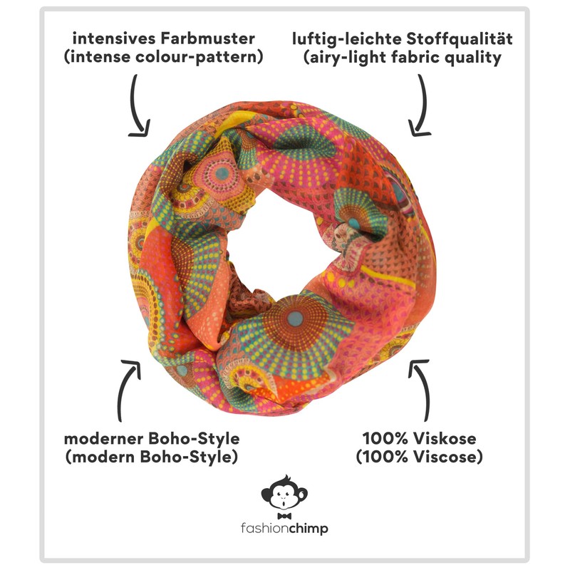 fashionchimp Women Loop Circle Pattern Psychedelic Print Tube Scarf Summer
