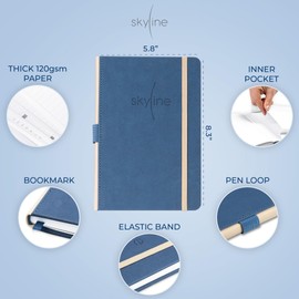 Skyline Check Register – Accounting Ledger Log Book for Income & Expenses – Transaction Checkbook for Small Business – Checking Account Notebook for Financial Transactions – A5, Hardcover, Smoke Blue