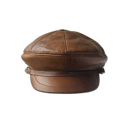Lukkizara Leather Ivy Cap Men,s Newsboy Hat Cabbie Beret Real Leather Hat Vitage Style (US, Alpha, X-Large, Camel)
