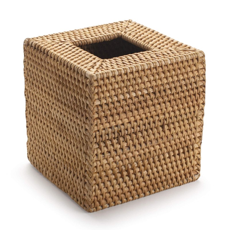 Cosmetic Tissue Boxes Square Rattan Tissue Box Dispenser for Home
