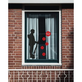Medium Remembrance Soldier Silhouette Window Sticker for Glass - Includes 5 Remembrance Poppies with Lest We Forget Sticker