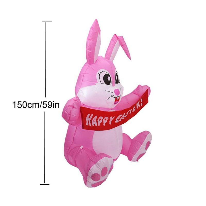 Lighted Inflatable Easter Bunny Easter Blow Up Rabbit with Built