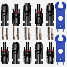 GTIWUNG 5 Pairs Male/Female Solar Panel Cable Connectors, Solar Panel Cable Connectors Plug, Photovoltaic Connector with Wrench, Black