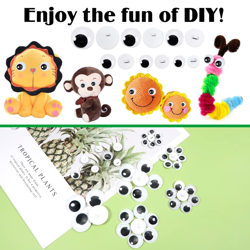 TOAOB 172pcs Sew On Googly Wiggle Eyes Buttons 8mm to