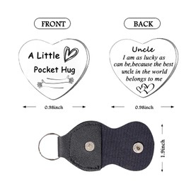 Pocket Hug Token Gift Long Distance Relationship Keepsake for Family Double Sided Gifts with PU Leather Keychain Inspirational Gifts for Men Christmas Birthday Gift (Pocket Hug for Uncle)