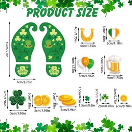 10 Sheets 150 Pcs Leprechaun Footprints Floor Decals Stickers St. Patrick's Day Decorations Shamrock Self Adhesive Shamrock Gold Coin Stickers for Kids School Office Home Window Party Supplies
