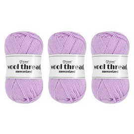 Rebower Wool Yarn,100% Wool Soft Knitting Yarn [for Hand DIY Bag Cushion Crocheting Knitting Project Home Decor] -3 Skeins of 150g/5.29oz(Per Skein 50g/109yards)/Slight Purple