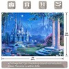 Monalivest Fabric 7x5ft Blue Fairytale Castle Night Sky Backdrop