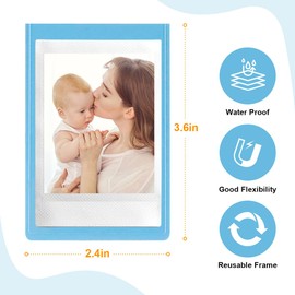 Magnetic Picture Frame 2x3Inch 5Pcs Refrigerator Mini Picture Holder Reusable 5 Colors Magnet Fridge Sleeves for Instax Mini Film Picture Magnetic Photo Fridge Frame Pocket Locker,Office Cabinet (5)