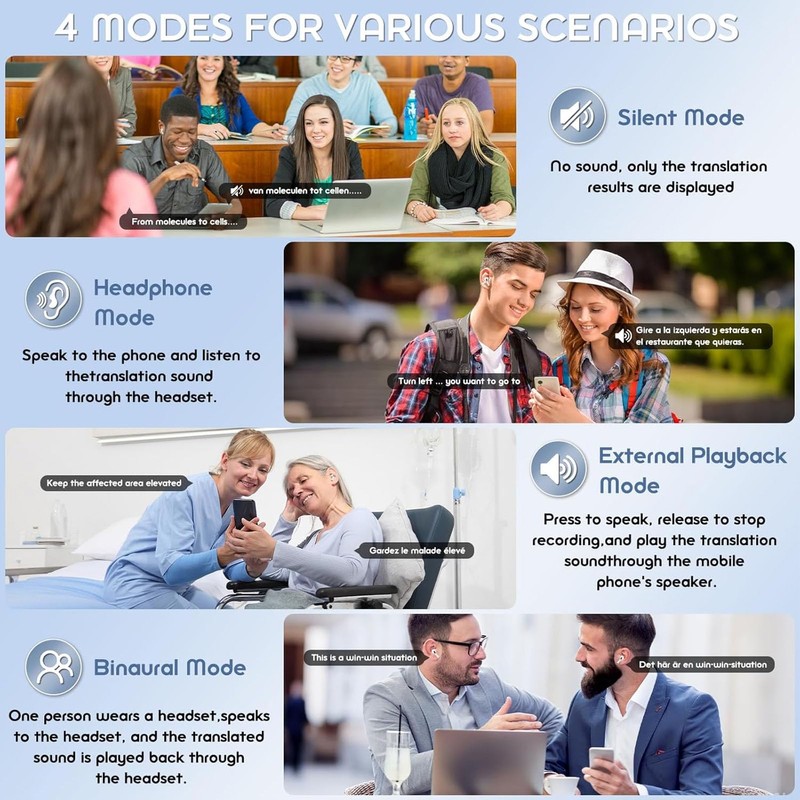 Luocute Translation Earbuds Real Time, 164 Language AI Translator Earbuds