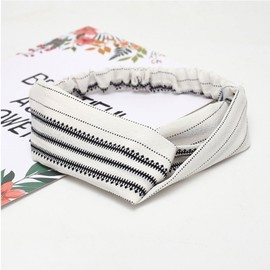 Headbands for Women,Hair Band Boho knotted Headwraps Mixed Printed Twisted Bow Hairbands, Vintage Floral Polka Dot Wide Hair Hoops Girls Hair Accessories for Daily Wearing Dating Sports (White)