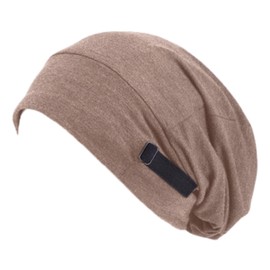 VerismoStyle Sleep Cap Satin Lined Hair Bonnet, Adjustable Wide Band Beanie for All Hair Lengths Beige