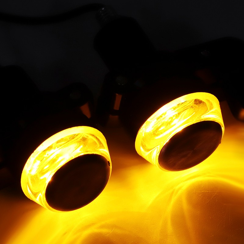 2pcs 7/8in Handlebar Rearview Mirrors with LED Turn Signal Amber