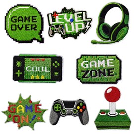 SLEEKEE Pack of 8 Game Themed Patches, Creative Styling Patches, Embroidery Patches, Clothing Decoration Patches