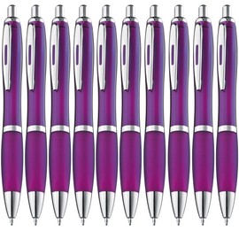 ZENSCRIBE® Ergonomic Ballpoint Pen, Pack of 10, Premium Ballpoint Pen Set, High Quality, Non-Slip Ballpoint Pen for Easy and Soft Writing, Blue Writing Ballpoint Pen Purple