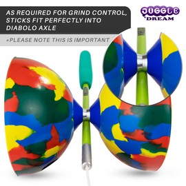 Juggle Dream SuperGlass Fibre Diabolo Handsticks with String - these Juggling Diablo Hand Sticks are Designed for Grinds and Stick Releases (Green)