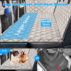 URPOWER XL Dog Back Seat Extender for Crew Cab Truck, Hard Bottom Dog Car Seat Cover Waterproof Dog Car Hammock Pet Backseat Bed, Pet Truck Accessories for F150 / RAM 1500/ Tundra Crew Cab