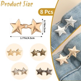 8 Pcs Jean Buttons, Waist Tightener Clips Jean Button Tightener Sewing Clips Jeans Buttons for Jeans Shirts Clothes Reusable and Adjustable