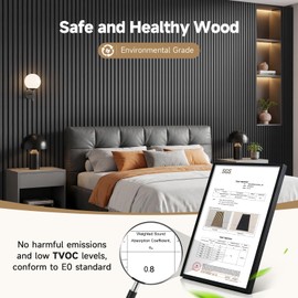 INMOZATA Soundproof Wood Slat Wall Panels, 4 Pack 94.5" x 7.9", Black