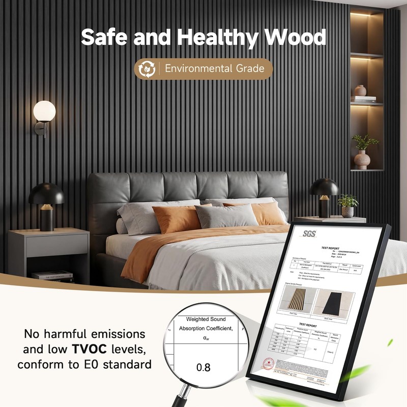 INMOZATA Soundproof Wood Slat Wall Panels, 4 Pack 94.5" x