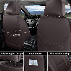 Coverado Car Seat Cover Full Set, Leather Seat Covers for Ford F150, Automotive Seat Covers Fit 2015-2025 F150, 2017-2025 F250 F350 F450 (Brown)