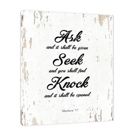 Seek and You Shall Find Quote Motivational - Framed - Canvas Print Home Decor Wall Art, Gallery Wrap Inner Frame, White, 14x18