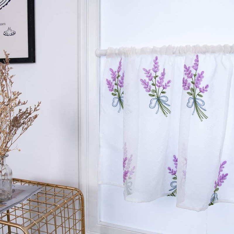 Embroidery Curtain Window Short Half Window Treatment Valance Short Semi