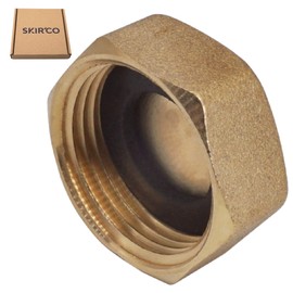SKIR'CO Pack of 2 Brass 3/4 Inch Pipe Cap with Rubber Washer, Hose Caps Hexagon, Pipe Caps, BSP Female Thread, Sealing Cap