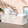 AIMALL Hand-Woven Cotton Rope Storage Basket with Wooden Handles, Square