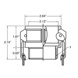 Gloxco Aluminum Type D Cam and Groove Hose Fitting, 1-1/2" Female Camlock x 1-1/2" Female NPT (CAM-15-D-AL)