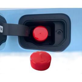 Cap & Shield 2.5inch ID, Capless Gas Cap Dirt, Water & Dust Cover Compatible With Jeep, Dodge, Ram, and Select Ford, Chrysler & GM Models Capless Gas Cap Fuel Filler Nozzel Cover (Red)
