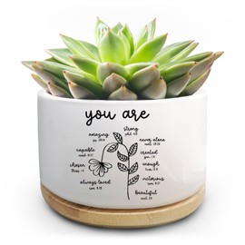 Jutasty Christian Religious Gifts for Women, Succulent Plant Pot, Cactus Flower Planter Gifts, Inspirational Motivational Gifts for Women Friend, Plant Pots for Office Desk Table Shelf (No Plants)